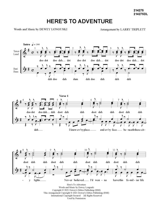 Here's To Adventure (SSAA) (arr. Larry Triplett) - Download