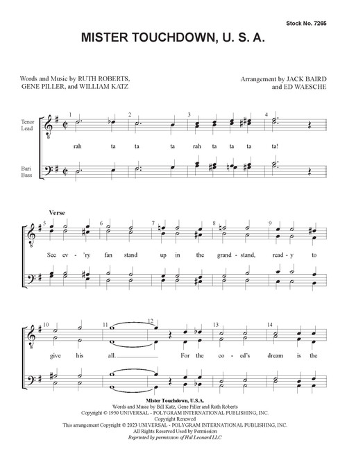 Mister Touchdown, U.S.A. (TTBB) (arr. Baird/Waesche) - Download