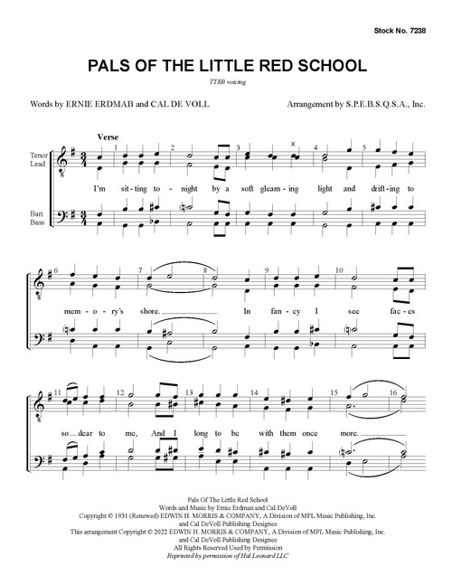 Pals Of The Little Red School (TTBB) - Download