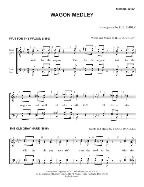 Wagon Medley (TTBB) (arr. Embury) - Download