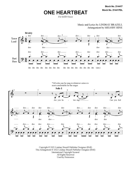 One Heartbeat (SATB) (arr. Hine) - Download