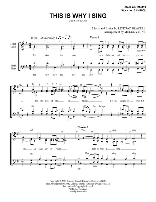 This Is Why I Sing (SATB) (arr. Hine) - Download