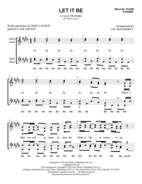 Let It Be (SSAA) (arr. Dougherty)