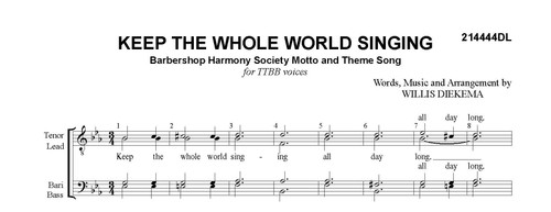 Keep The Whole World Singing (TTBB) - Free Digital Sheet Music + Tracks Download Bundle