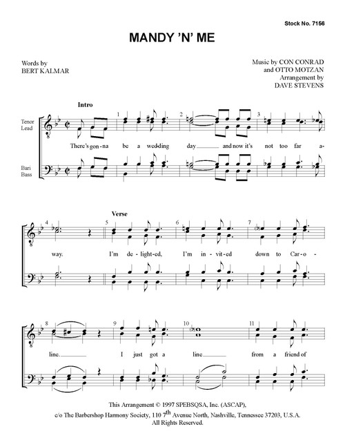 Mandy 'N' Me (TTBB) (arr. Stevens) - Download