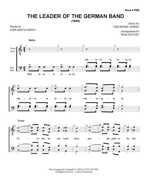 The Leader of the German Band (TTBB) (arr. Gentry) - Download