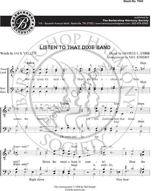 Listen To That Dixie Band (TTBB) (arr. Knight) - Download