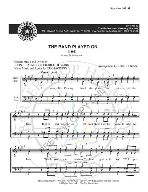 The Band Played On (TTBB) (arr. Hopkins) - Download