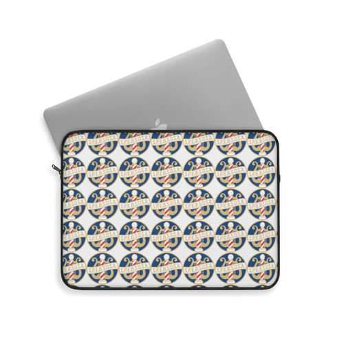 White Laptop Sleeve with mini SPEBSQSA Logos