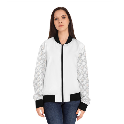 Women's White Bomber Jacket- BHS Seal on Sleeves