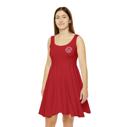 Women's Dark Red Skater Dress- Left Side BHS Seal