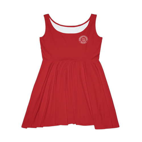 Women's Dark Red Skater Dress- Left Side BHS Seal