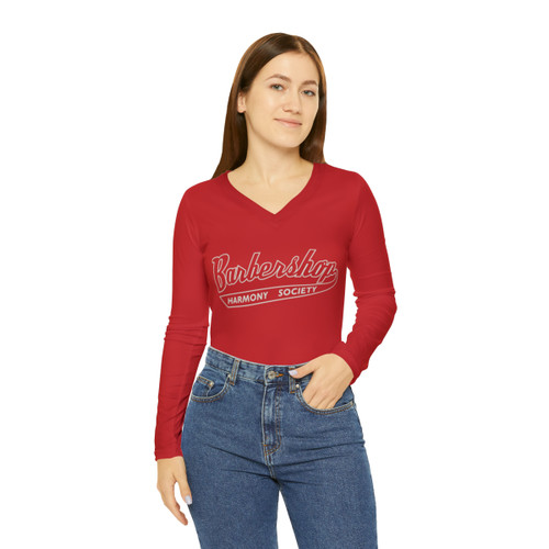 Women's Barbershop Harmony Society Red Long Sleeve V-neck Shirt