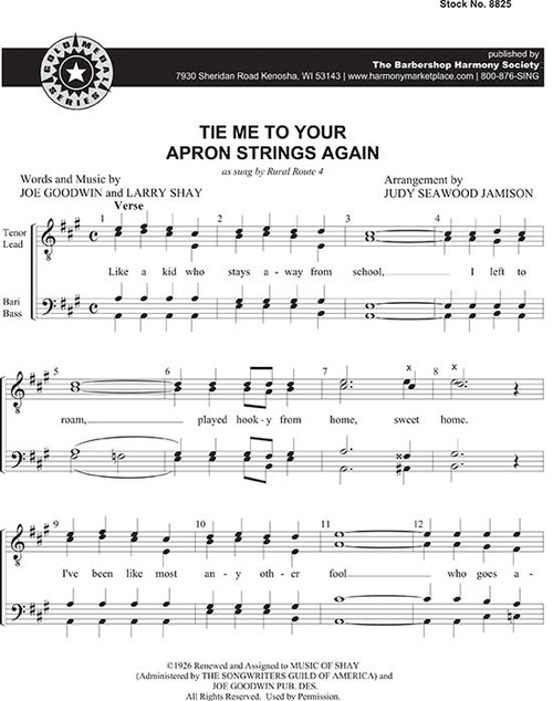 Tie Me To Your Apron Strings Again (TTBB) (arr. Jamison) - Download