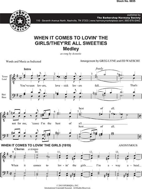 When It Comes To Lovin' The Girls / They're All Sweeties Medley  (TTBB) (arr. Waesche) - Download