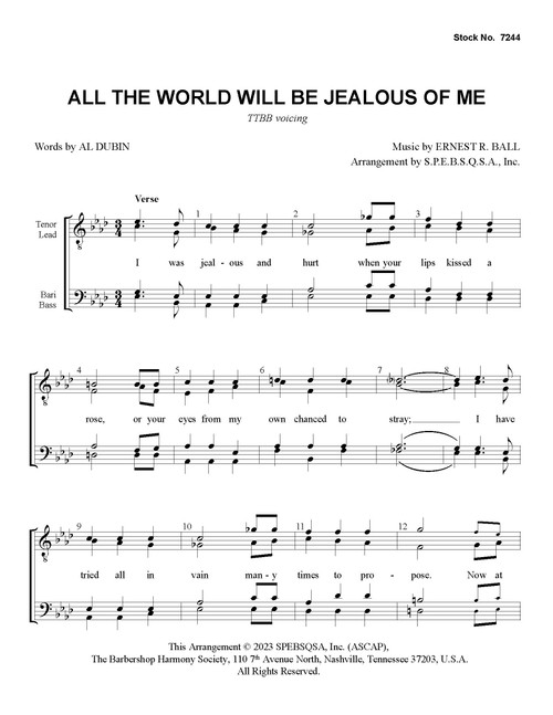 All The World Will Be Jealous Of Me (TTBB) - Download