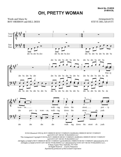 Oh, Pretty Woman (TTBB) (arr. Delehanty)