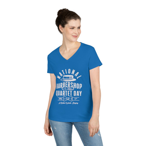 Women's V-Neck National Barbershop Quartet Day T-Shirt- Multiple Colors Available