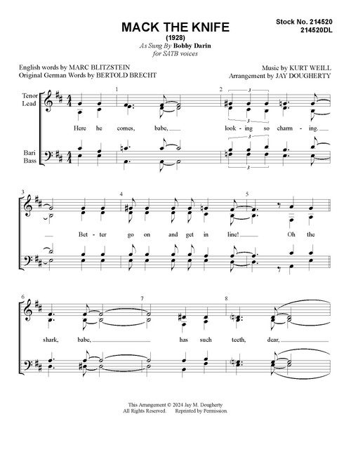 Mack the Knife (SATB) (arr. Dougherty) - Download