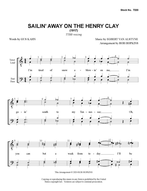 Sailin' Away On The Henry Clay (TTBB) (arr. Hopkins) - Download