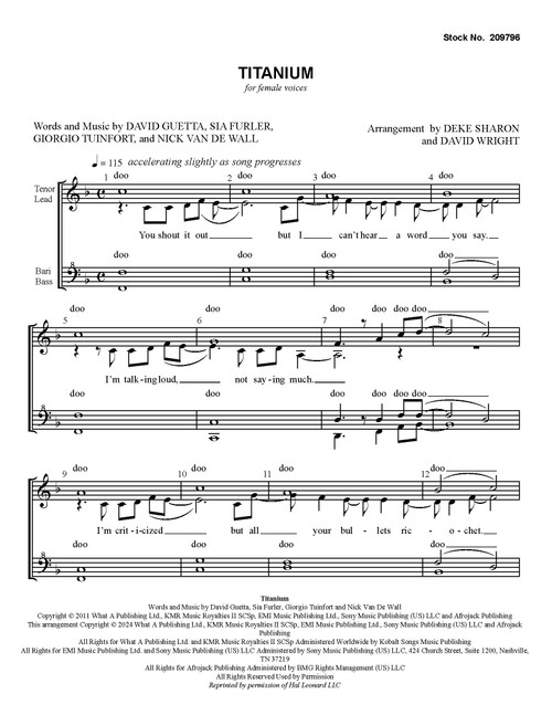 Titanium (SSAA) (arr. Sharon & Wright) - Download