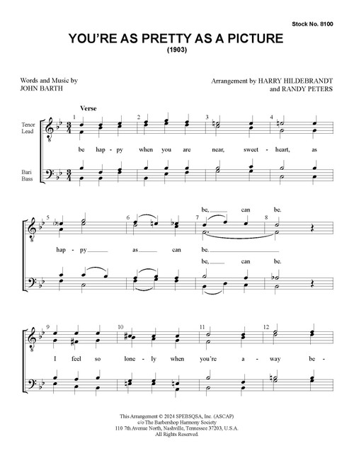 You're as Pretty as a Picture (TTBB) (arr. Hildebrandt/Peters)