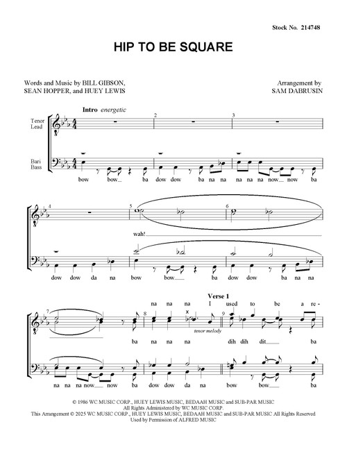 Hip To Be Square (TTBB) (arr. Dabrusin) - Download Hip To Be Square (TTBB) (arr. Dabrusin) - Download