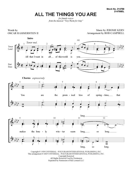 All The Things You Are (SSAA) (arr. Campbell) - Download All The Things You Are (SSAA) (arr. Campbell) - Download