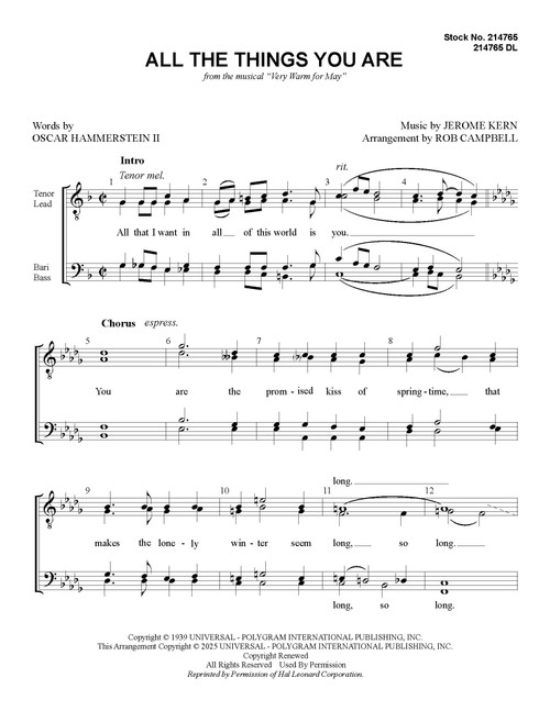 All The Things You Are (TTBB) (arr. Campbell) - Download All The Things You Are (TTBB) (arr. Campbell) - Download