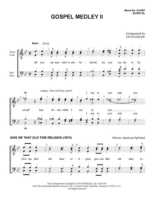 Gospel Medley II (TTBB) (arr. Waesche) - Download