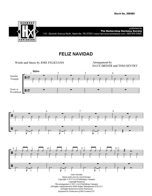 Feliz Navidad (TTBB) (arr. Briner & Gentry) - Download Feliz Navidad (TTBB) (arr. Briner & Gentry) - Download