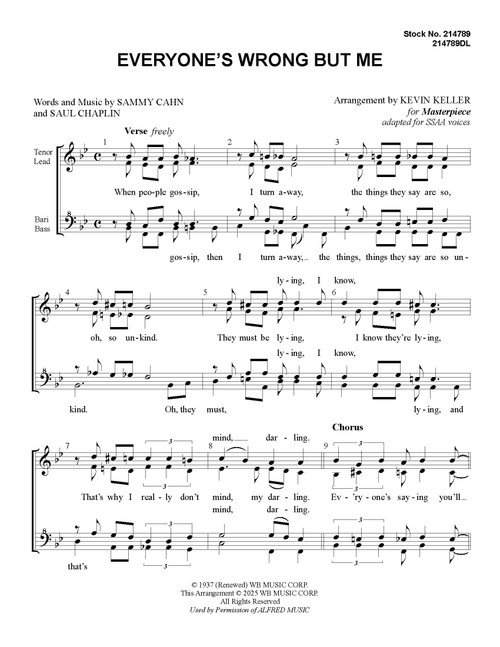 Everyone's Wrong But Me (SSAA) (arr. Keller) - Download