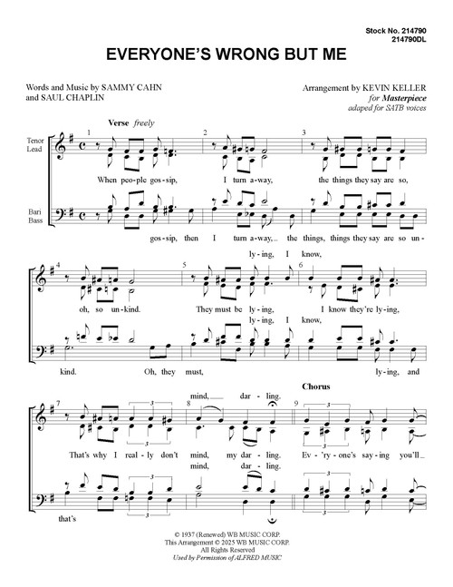 Everyone's Wrong But Me (SATB) (arr. Keller) - Download