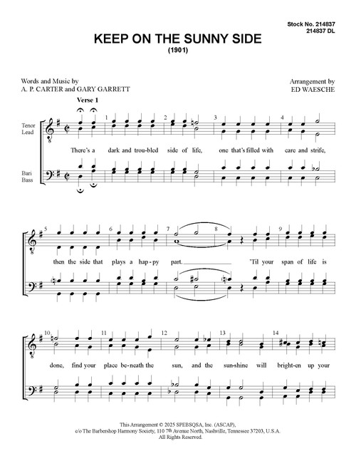 Keep On The Sunny Side (TTBB) (arr. Waesche) Keep On The Sunny Side (TTBB) (arr. Waesche)