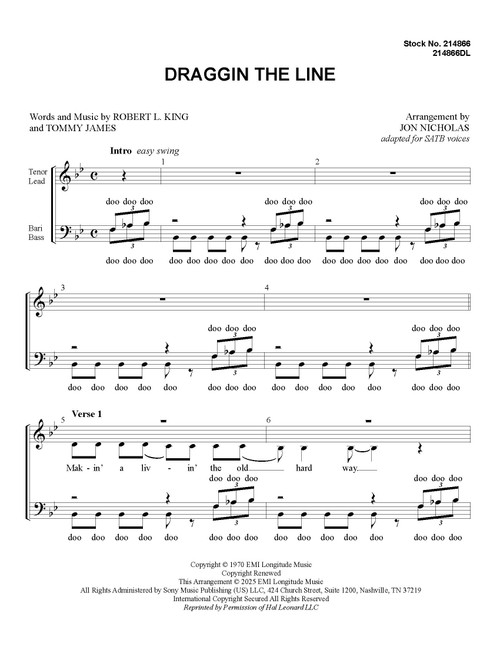 Draggin The Line (SATB) (arr. Nicholas)