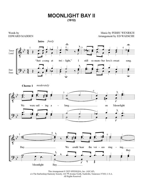 Moonlight Bay (TTBB) (arr. Waesche) - Download (2 Versions)