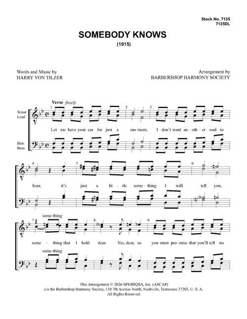 Somebody Knows (TTBB) - Download