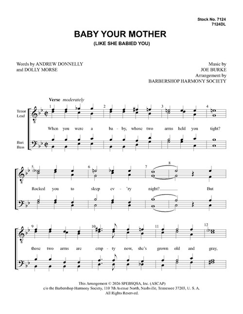 Baby Your Mother (Like She Babied You) (TTBB) - Download