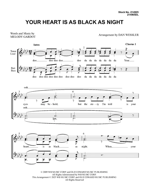 Your Heart Is As Black As Night (SSAA) (arr. Wessler) - Download