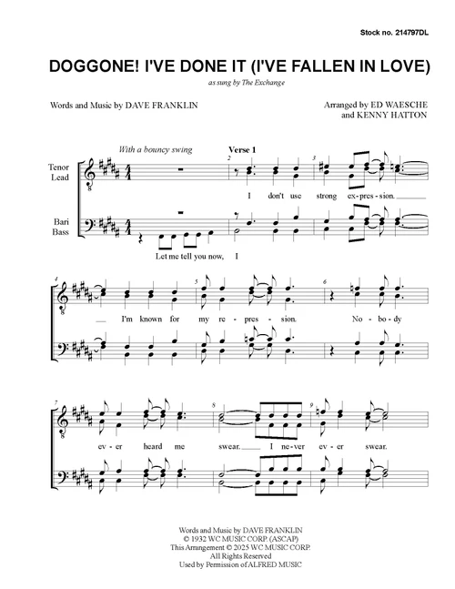 Doggone It! (I've Fallen In Love) (TTBB) (arr. Hatton/Waesche) - Download