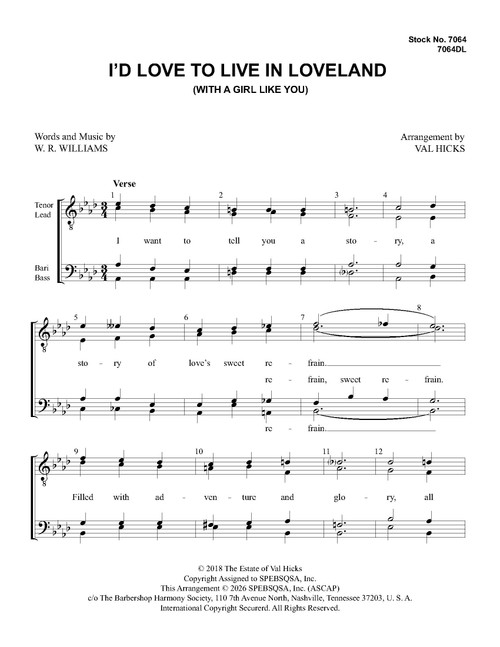 I'd Love To Live In Loveland (TTBB) (arr. Hicks) - Download