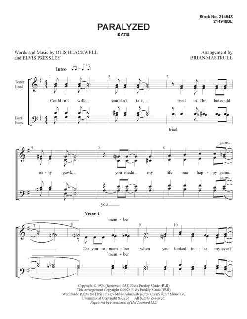 Paralyzed (SATB) (arr. Mastrull) - Download