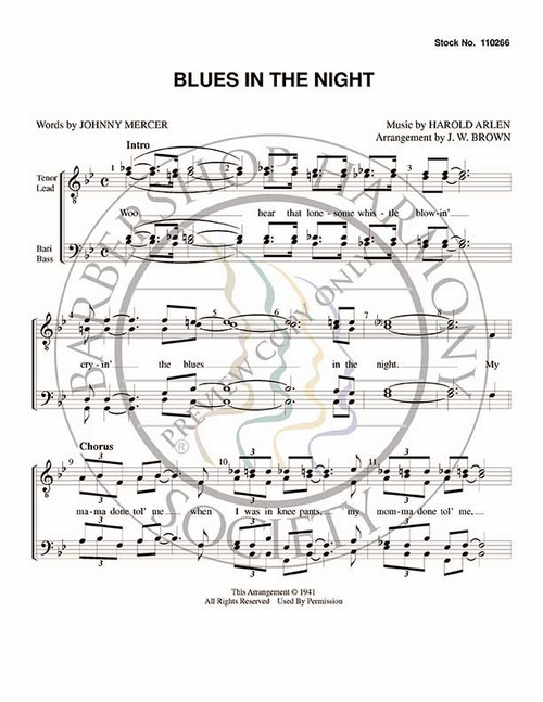 Blues In The Night 1 (TTBB) (arr. Joe Browne)-UNPUB