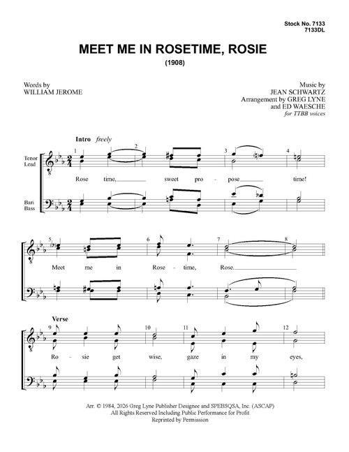 Meet Me In Rosetime, Rosie (TTBB) (arr. Lyne/Waesche)