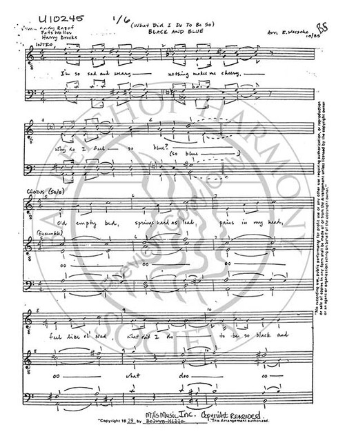 Black And Blue (TTBB) (arr. Ed Waesche)-UNPUB