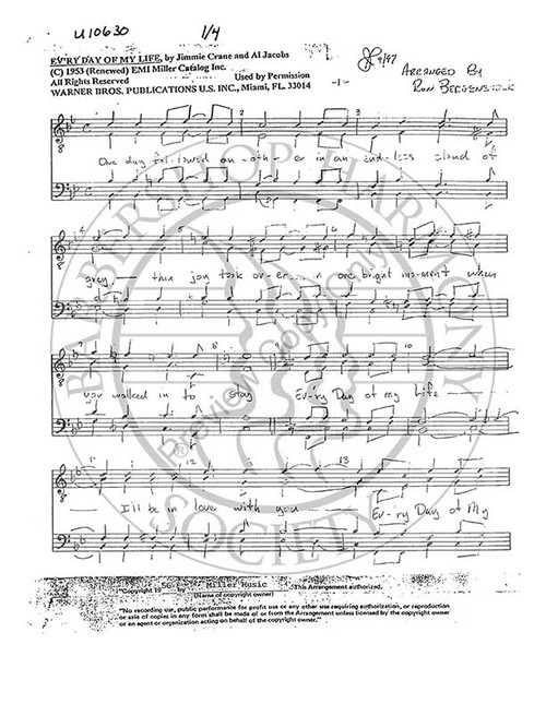 Ev'ry Day Of My Life (TTBB) (arr. Ron Bergenstock)-UNPUB