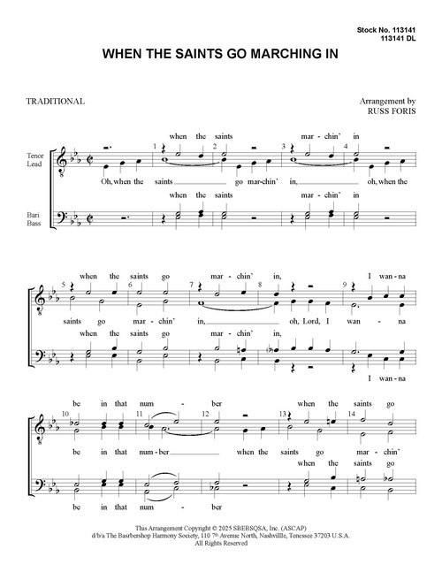 When The Saints Go Marching In (TTBB) (arr. Foris)