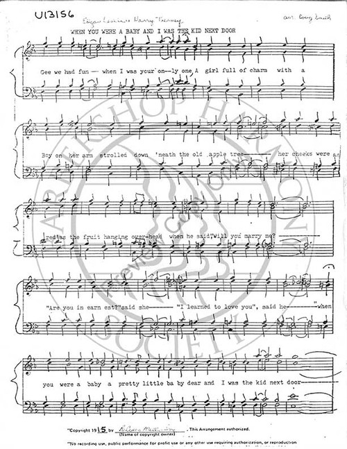 When You Were A Baby And I Was The Kid Next Door (TTBB) (arr. Douglas Smith)-UNPUB-SPECIAL ORDER