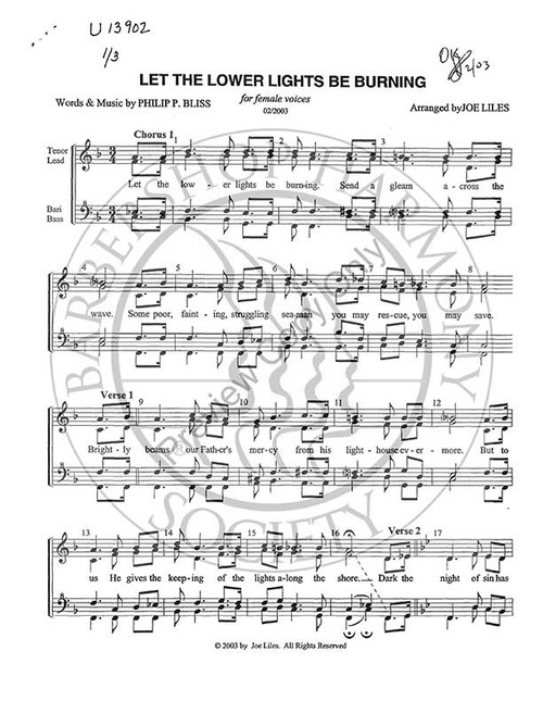 Let The Lower Lights Be Burning (SSAA) (arr. Joe Liles)-UNPUB