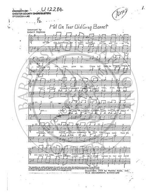 Put On Your Old Grey Bonnet (TTBB) (arr. Rob Hopkins)-UNPUB